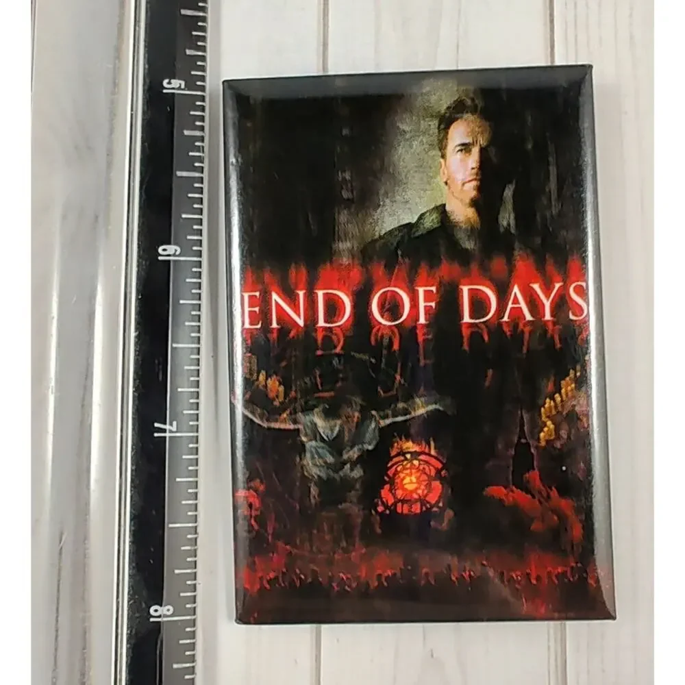 End Of Days Arnold Schwarzenegger 1999 Movie Promo Button Pin Rectangle 3